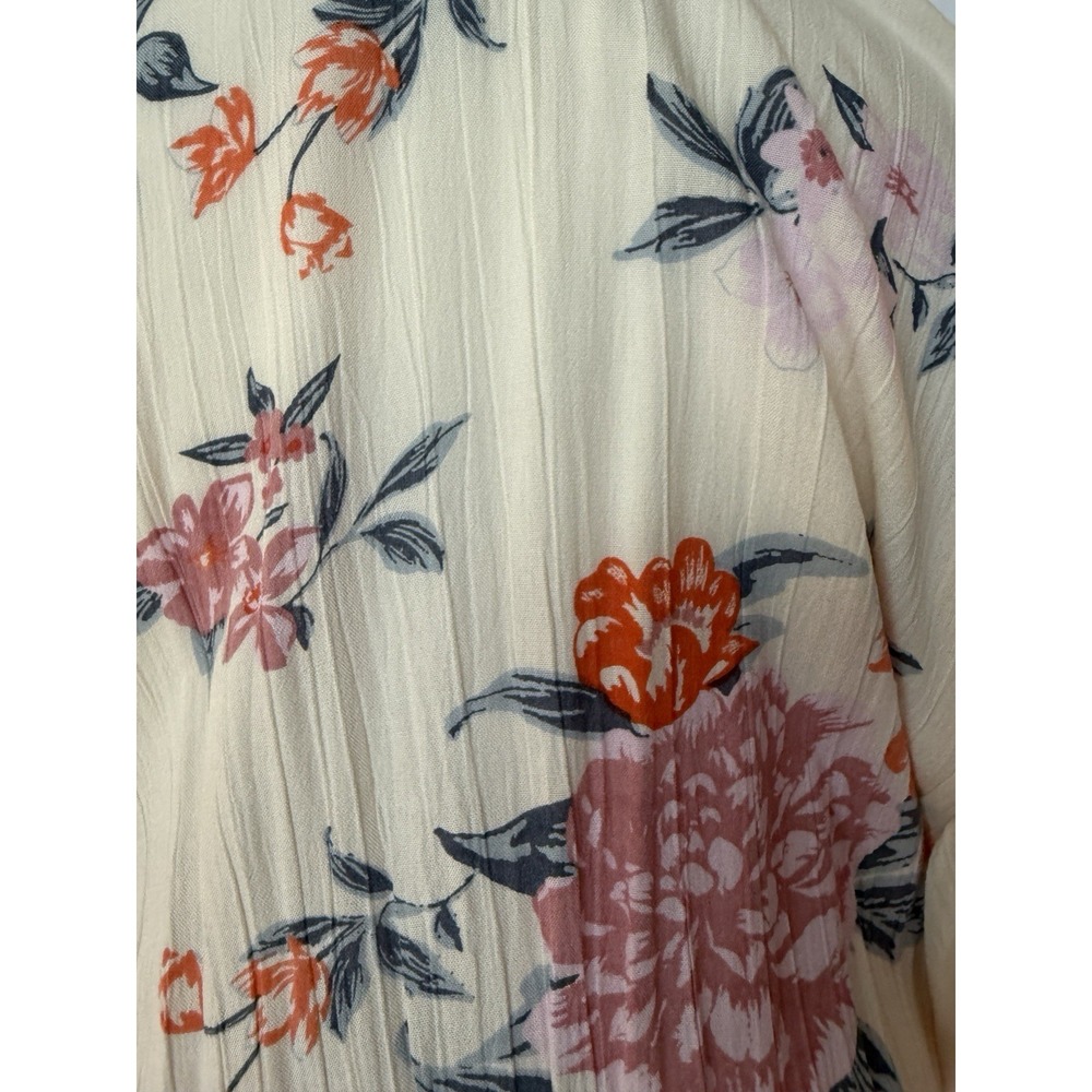 Angie Mini Floral Sun Dress Size L V-Neck Flutter Sleeve Ruffle Crochet Flowy - Picture 7 of 9